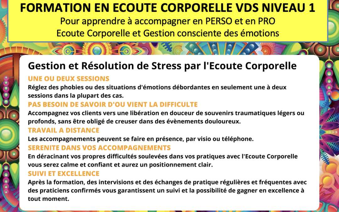 Formation en Ecoute Corporelle VDS, avec Natascha les 6-7 septembre et autre session les 26-27 Septembre 2026 à Lapouticario de Sorèze